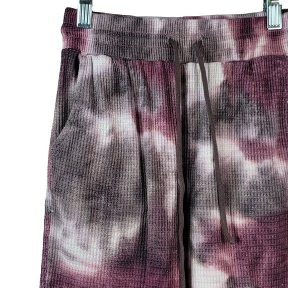SO Lounge Life Pants Pink XS Tie Dye PJ Long Jogger Pull On Waffle Sweatpants - Picture 3 of 7